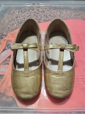 Gymboree Gold Glitter T-Strap Mary Jane Shoes with Bow